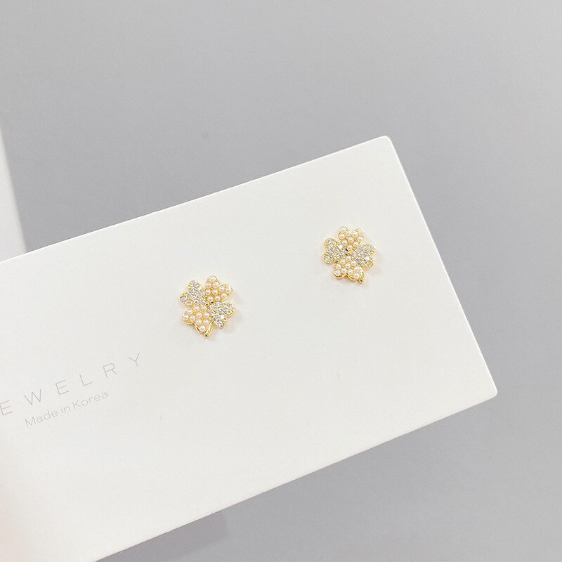 Sterling Silver Needle Micro Inlaid Zircon Female Stud Earrings Korean Style Simple One Card Three Pairs Set Earrings