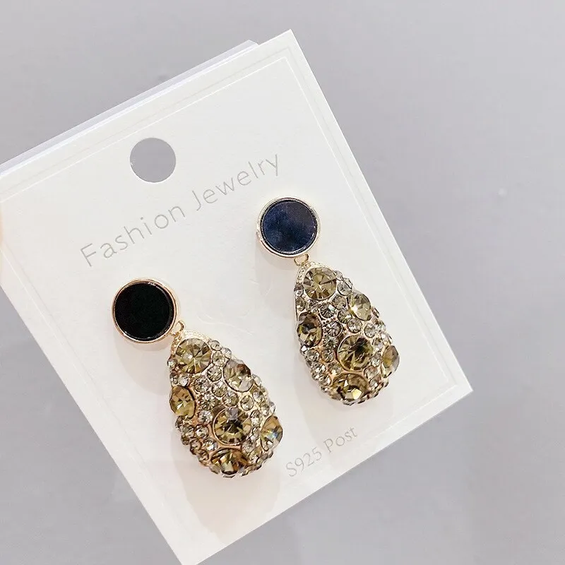 French Style Retro Internet Hot Earrings Crystal Earrings Trendy Design Personality Sterling Silver Needle Earrings
