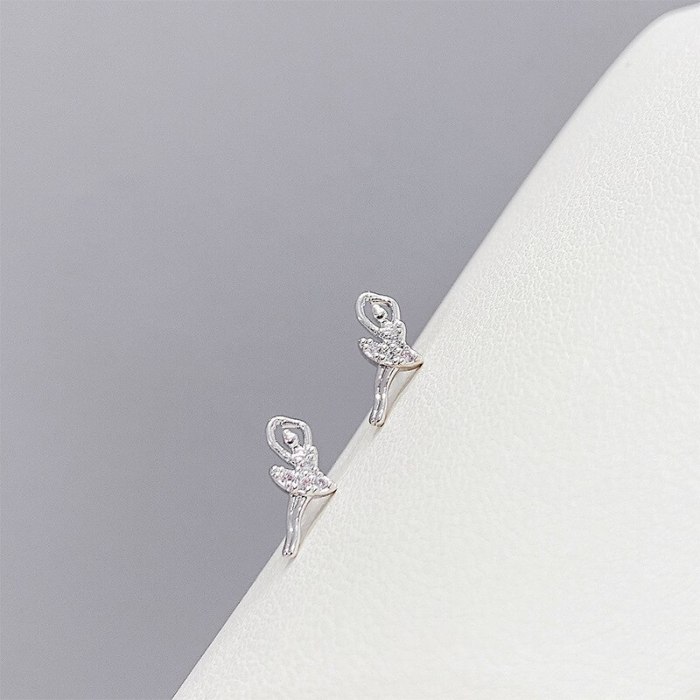 Sterling Silver Needle Micro Inlaid Zircon Three-Piece Earrings Personality One Card Three Pairs Combination Cat Earrings