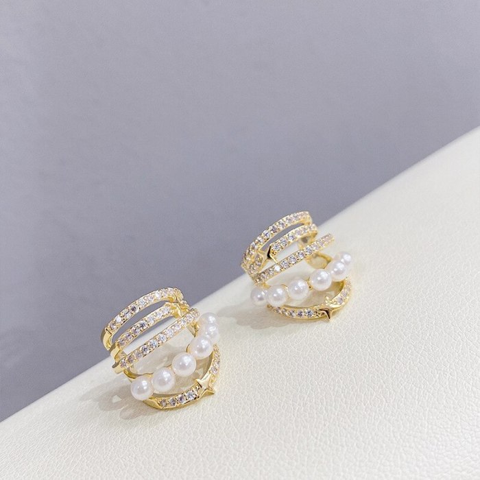 Sterling Silver Needle Simple Personality Paw Earrings New Fashion All-Match Micro Inlaid Zircon Earrings Ear Studs Women
