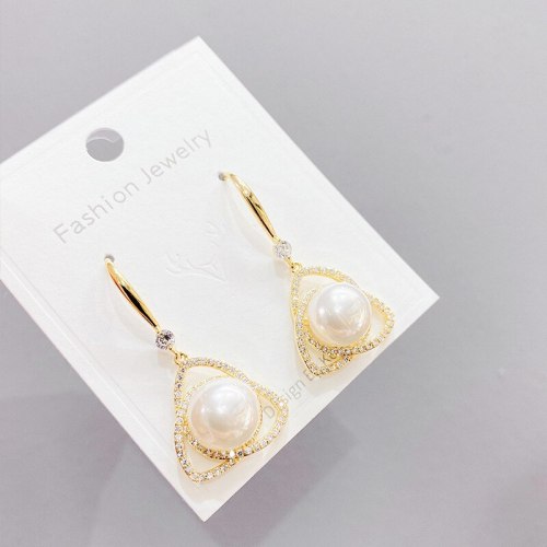 Fashion French Style Earrings for Women Niche Temperament All-Match Pearl Earrings Sterling Silver Needle Earrings