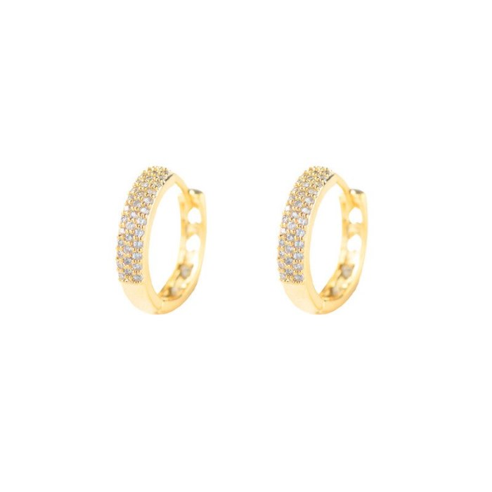 Korean Style Full Diamond Earrings Electroplated Real Gold Simple Refined Rhinestone Ear Clip Women