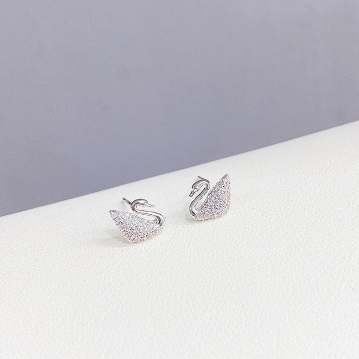 Three-Piece Zircon Korean Style Sterling Silver Needle Versatile Elegant Earrings Delicate Earrings