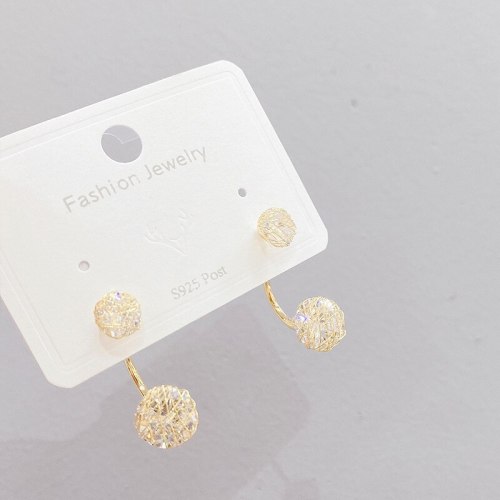 Korean Style Sterling Silver Needle Ear Studs Micro Inlaid Zircon Online Influencer Fashion Earrings Eardrops Women