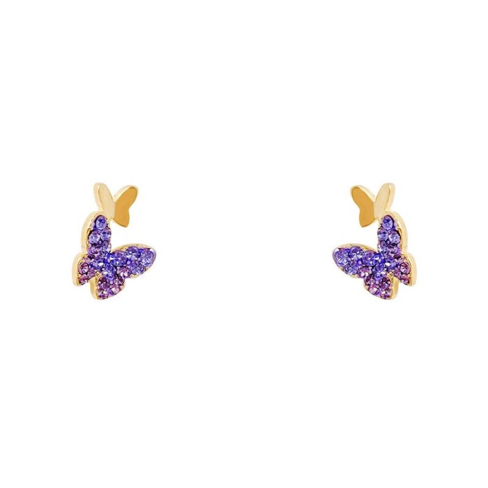 Popular Sterling Silver Needle Trendy Butterfly Studs Women's Simple and Small Earrings Korean Earrings