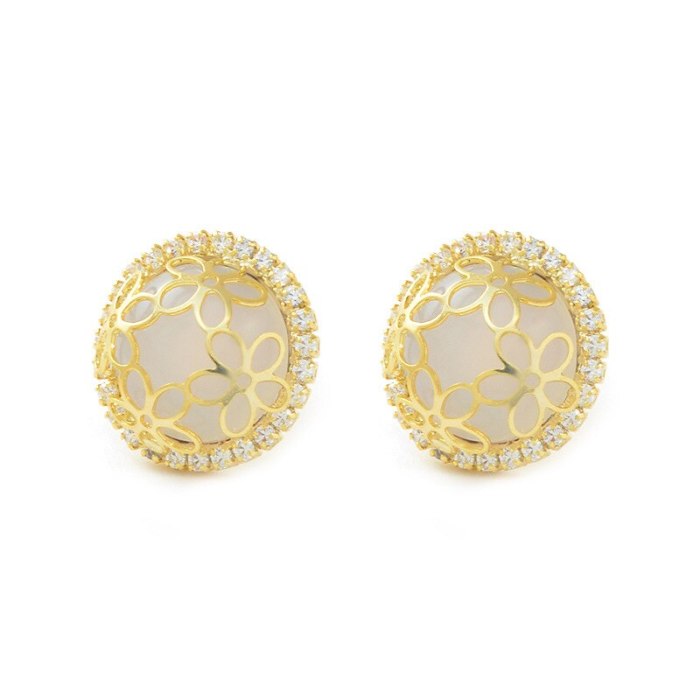 S925 Silver Vintage Stud Earrings Women's Simple Winter Elegant Earrings Jewelry