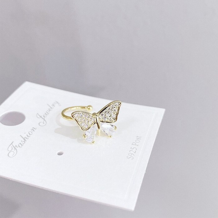 Butterfly Zircon Stud Earrings New Fashion Ear Clip Temperament Earrings Simple and Compact Ear Clip Female Earring Ornament