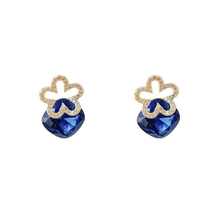 Sterling Silver Needle Zircon Stud Earrings Micro-Inlaid Full Diamond Petal Earrings Fashion Earrings Female Earrings
