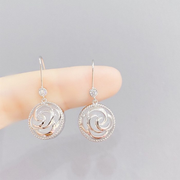 S925 Silver Hook Petal Earrings Temperamental Long Eardrops Fashion Female Online Influencer Nail Earring Ornament
