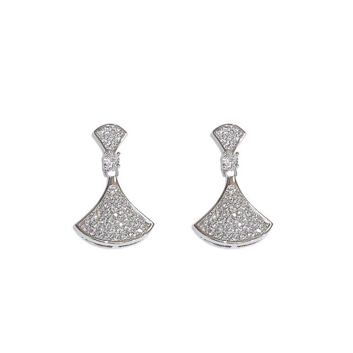 Fan-Shaped Small Skirt Ear Stud Earring 925 Silver Needle Tide Earrings Jewelry Female