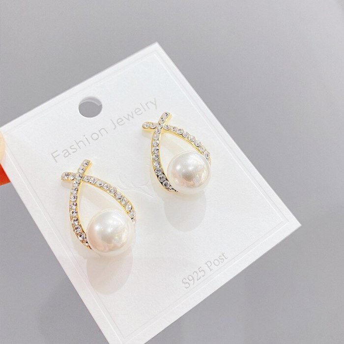 Fairy Temperamental Korean Earrings Sterling Silver Needle Fishtail Tassel Earrings Simple Pearl Stud Earrings Women