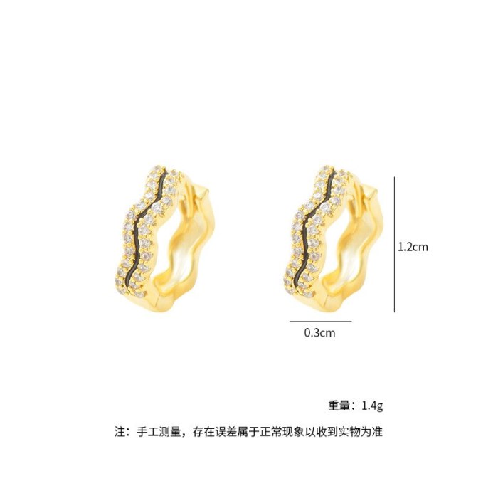 Korean Fashion Full Diamond Ear Clip Daily Simple All-Match Elegant Earrings Personalized Stud Earrings Female Jewelry
