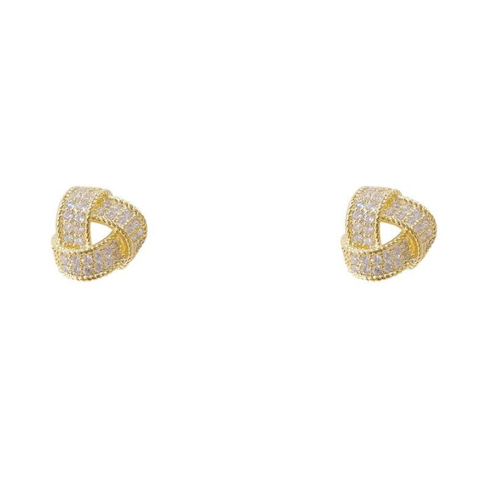 Sterling Silver Needle Korean Micro Zircon-Encrusted Stud Earrings Cute and Compact Full Diamond Fresh Earrings Female