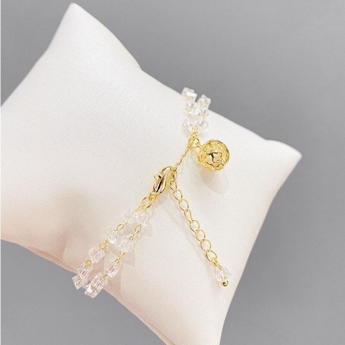 New Super Fairy White Crystal Bracelet Female Korean Fashion Design Sense Hollow Ball Jewelry Fashion