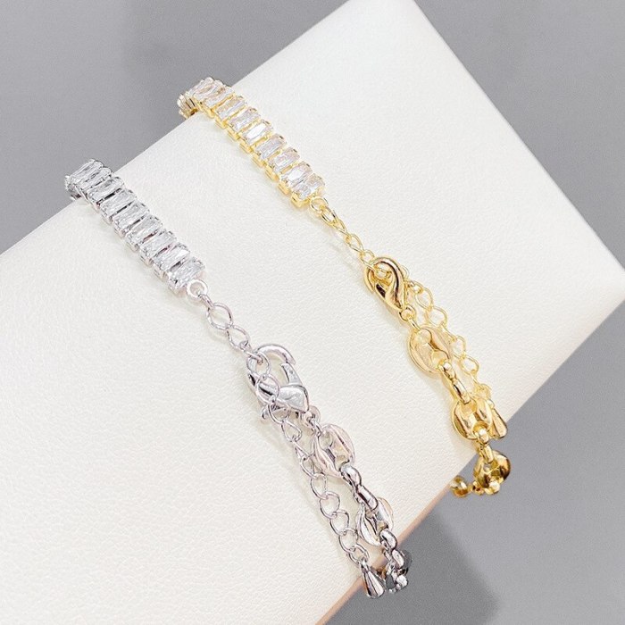 Europe And America Creative Personality Simple Bracelet Female Electroplated Real Gold Couple Zircon Hand Jewelry