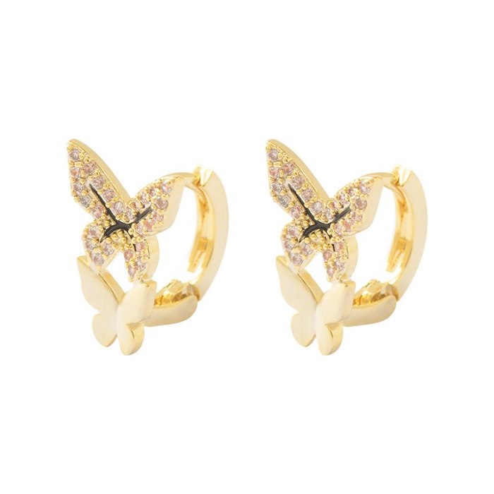 Hot Sale Fashion Korean Butterfly Zircon Stud Earrings Niche Design Ear Ring Ear Clips Earrings