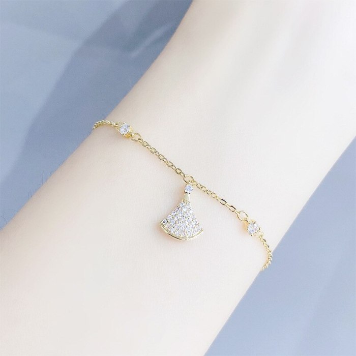 New Full Diamond Small Skirt Bracelet Female Korean Style Bracelet Jewelry Fashion All-Match Jewelry Wholesale