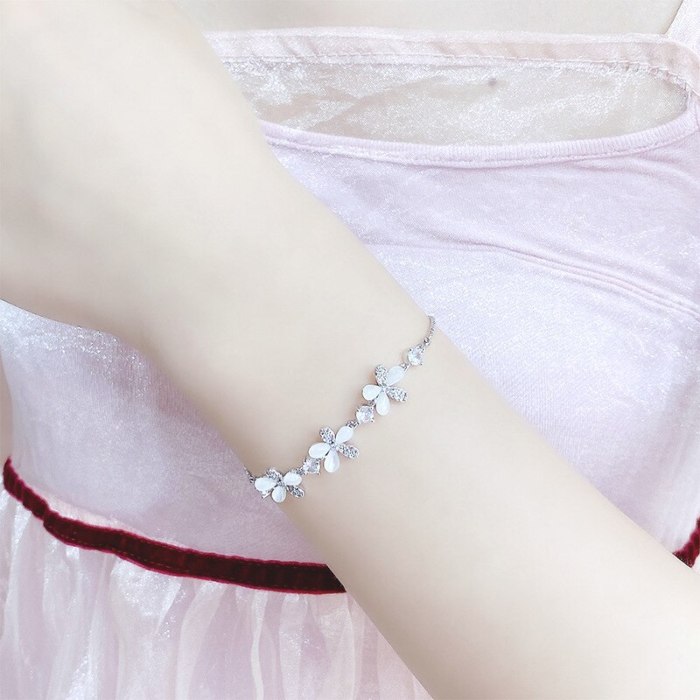 Gold Plating Opal Petal Bracelet Female Online Influencer Bracelet Student Girlfriends Korean Style Personalized Ornament