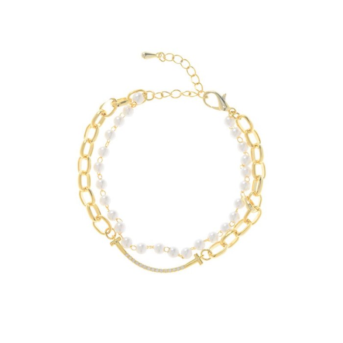 Handmade Temperament Pearl Bracelet Freshwater Pearl Baroque Gold Plated Hand Jewelry Women's Bracelet
