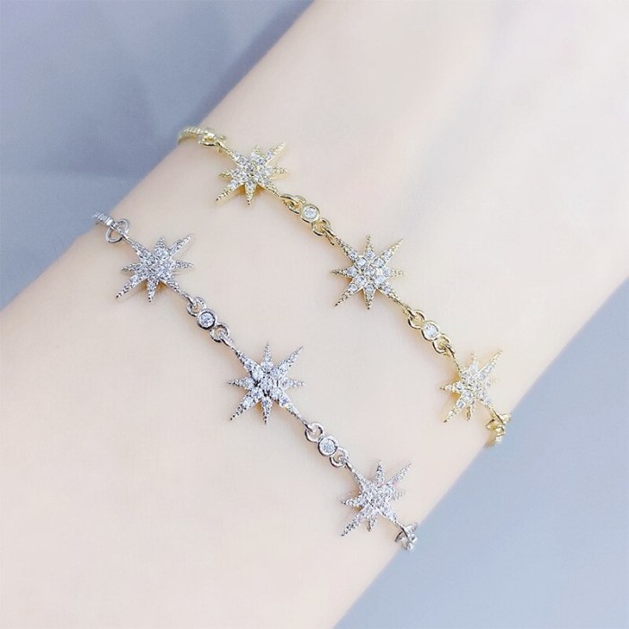 Korean Style New Eight-Pointed Stars Zircon Bracelet All-Match Adjustable Pull Bracelet Bracelet Women's Bracelet