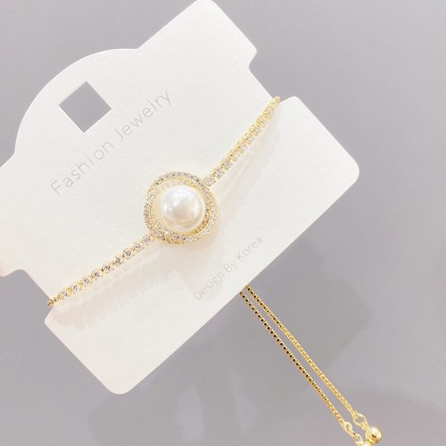 Petal Pearl Bracelet Ins Special-Interest Design Korean Simple Personalized Cold Style Adjustable Pull Hand Jewelry