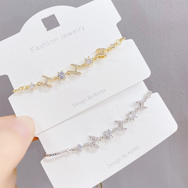 New H Letter Adjustable Pull Bracelet Micro Inlaid Zircon Bracelet Korean Style Fashion Ornament