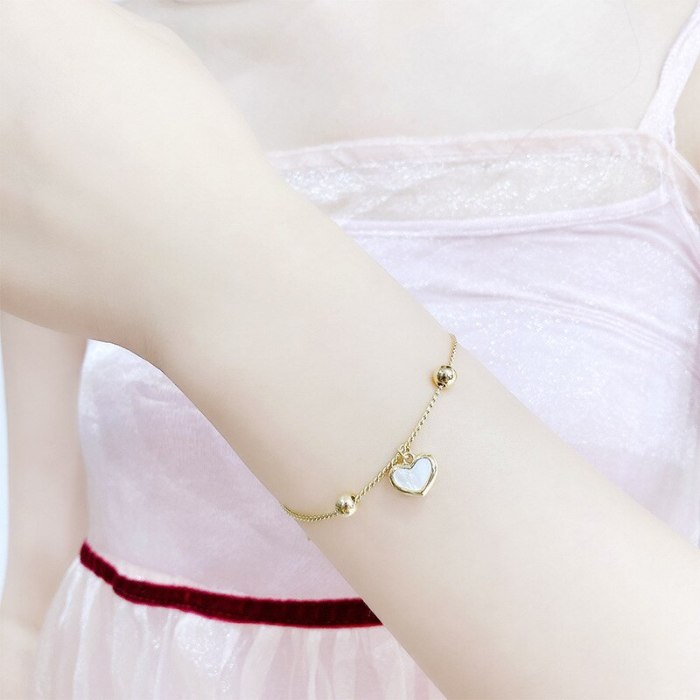 New Korean Style Peach Heart Opal Pull Bracelet Gift Ornament Wholesale