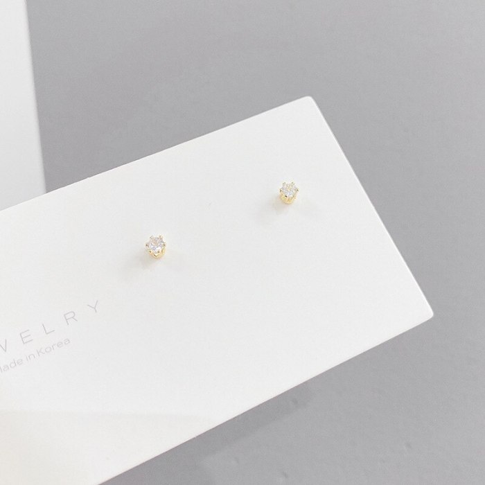 Micro Inlaid Zircon Pearl Three-Piece Earrings Sterling Silver Needle One Card Three Pairs Combination Earrings