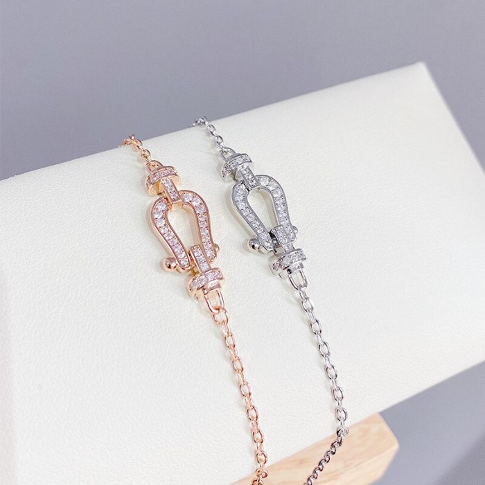Women's Korean-Style Fashion Horseshoe Bracelet, Micro-Inlaid Diamond Bracelet, Internet Celebrity All-Match Jewelry