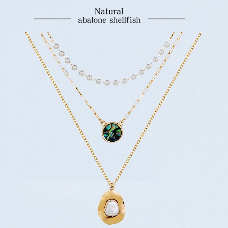 European and American Fashion Round Natural Color Pendant Necklace Imitation Pearl Necklace Jewelry