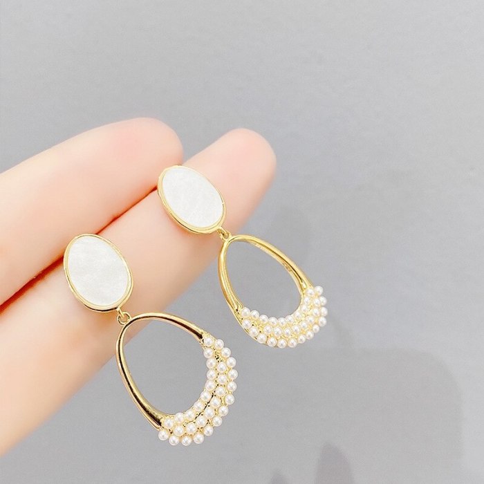 Sterling Silver Needle European and American Fashion Stud Earrings Female Exaggerated Personalized Pearl Earrings Eardrops