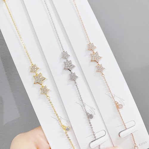 Micro Inlaid Zircon Five-Pointed Star Bracelet Female Korean Style Sweet Temperament Student Special-Interest Design Bracelet