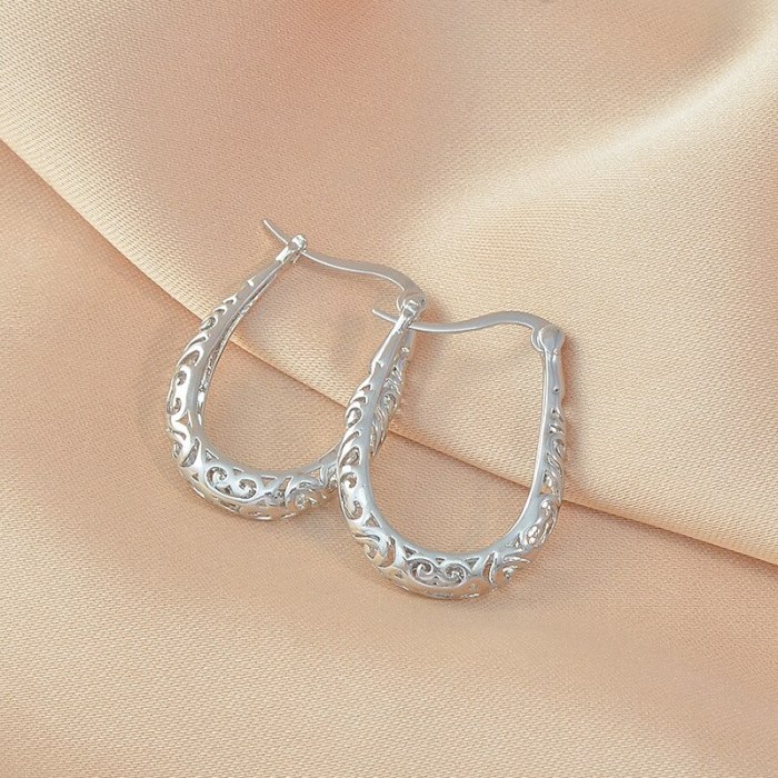 Hot Sale U-Shaped Earrings Women's Electroplated Platinum Stud Earrings Sterling Silver Needle Ornament Fashion