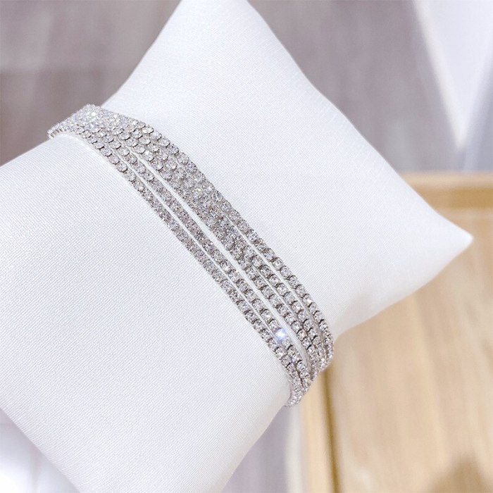 New Korean Style Creative and Refined Jewelry Micro Inlaid Zircon Shiny Single Row Curved Bracelet Jewelry