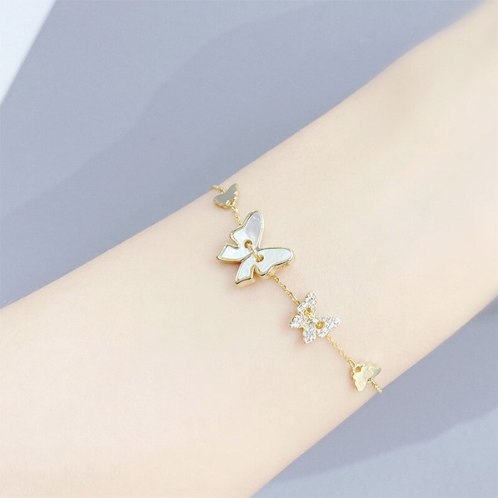 Shell Butterfly Micro-Inlaid Bracelet European and American Super Fairy Diamond Bracelet Personal Influencer Jewelry