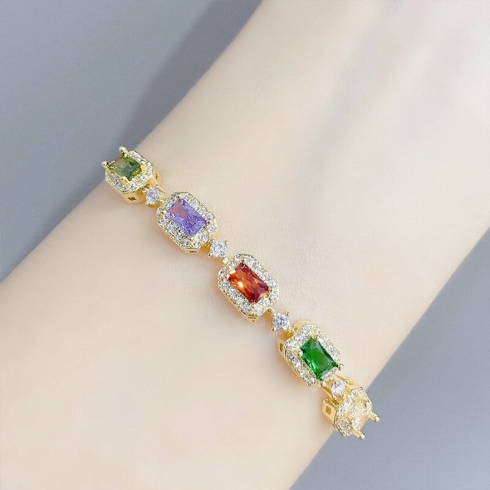 European and American Entry Lux Color Zircon Pull Bracelet Female Korean Ins Style Fashion All-Matching Personalized Bracelet