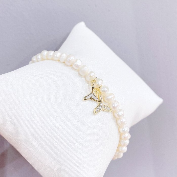 Fishtail Bracelet Baroque Freshwater Pearl Bracelet Carrying Strap Gold-Plated Micro-Inlaid Bracelet Jewelry