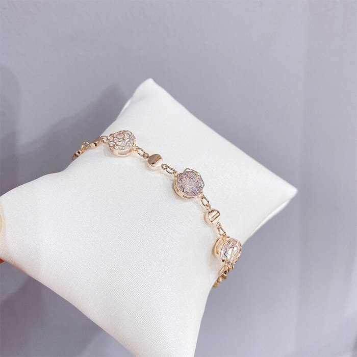 Korean Style Diamond Plated Rose Gold Simple Fashion Bracelet Girls Exquisite Bracelet Gift