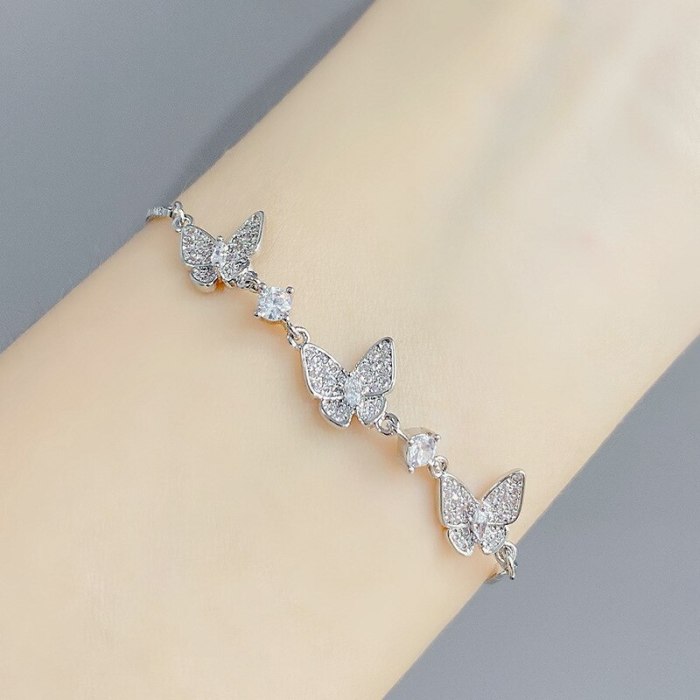 Zircon Butterfly Bracelet Female Online Influencer Korean Style Simple Ins Personality Pull Adjustable Bracelet