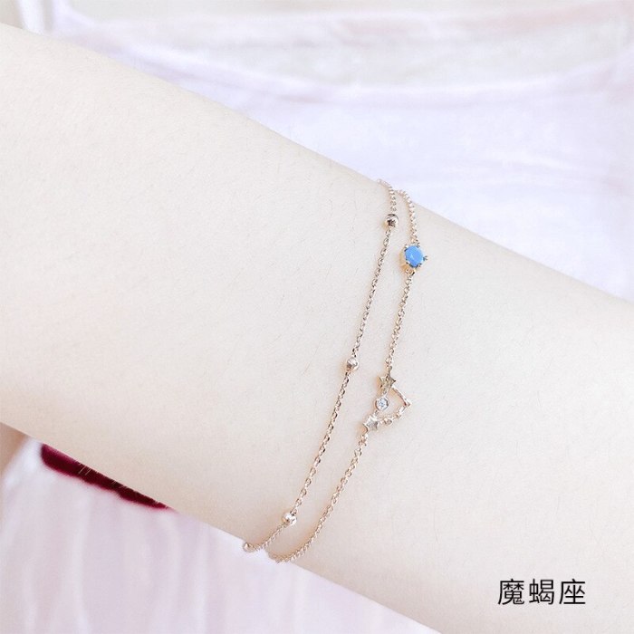 Popular Zircon Twelve Constellations Bracelets European and American Diamond New Card Bracelet