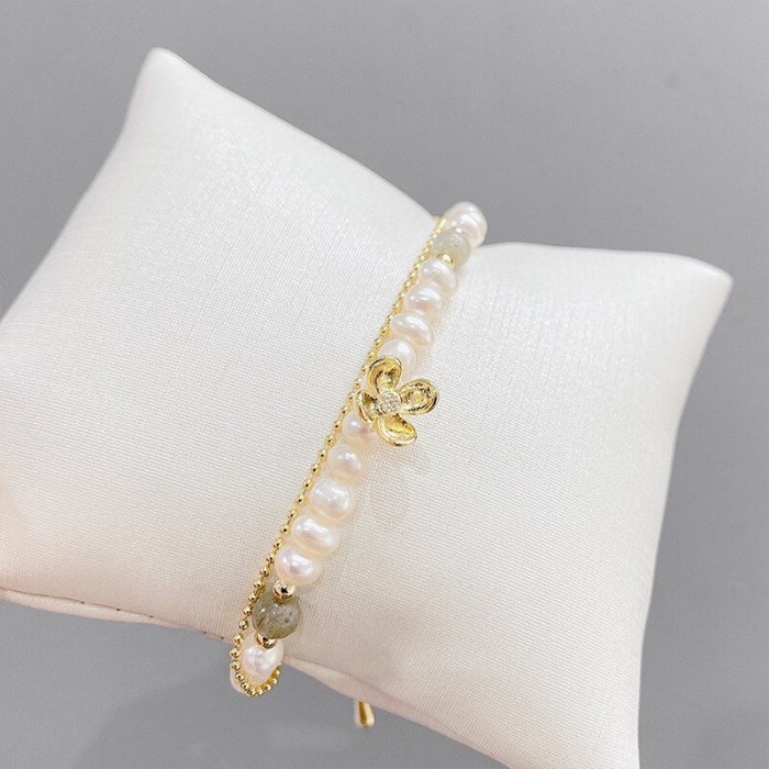 Baroque Freshwater Pearl Bracelet Female Ins Special-Interest Design Cold Wind Net Red 14K Shaped Bead Bracelets