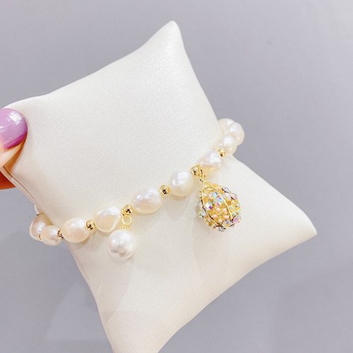 Irregular Pearl Bracelet Zircon Hollow Ball Baroque Student French Style High Sense Bracelet Bracelet