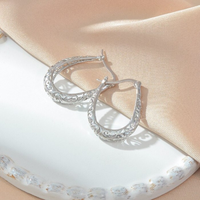 Hot Sale U-Shaped Earrings Women's Electroplated Platinum Stud Earrings Sterling Silver Needle Ornament Fashion