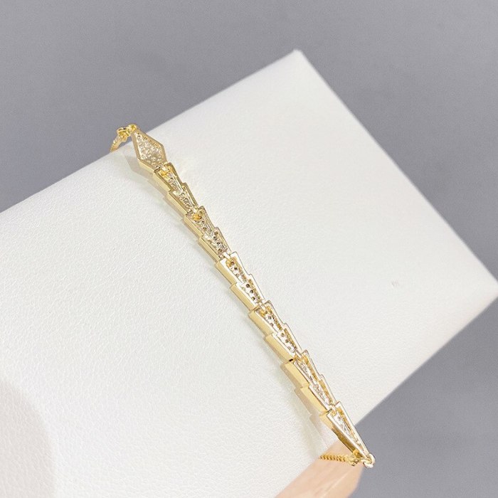New Micro-Inlaid Full Diamond Pull Bracelet Women's Korean Fashion Snake Bone Bracelet Hand Jewelry