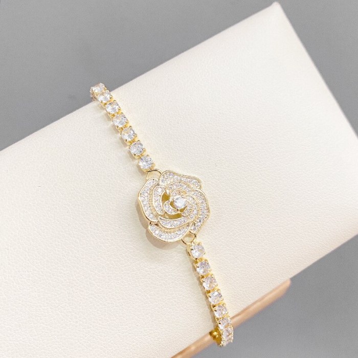 Zircon Petal Bracelet Female Online Influencer Bracelet Student Korean Simple Design Personality Hand Jewelry Wholesale