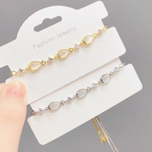 Electroplated Real Gold Opal Pull Bracelet Female Personality Fashion Goldfish Adjustable Bracelet Korean Style Bracelet