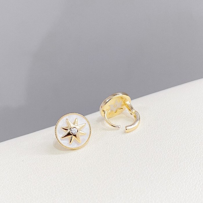 Eight Awn Star Compass Earrings for Women New Trendy Korean Graceful Online Influencer Earrings Simple and Compact Ear Clip