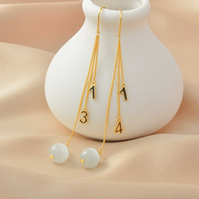 Gold-Plated S925 Needle Korean Alphabet Letter Earrings Diamond Stud Earrings Long Fringe Earrings