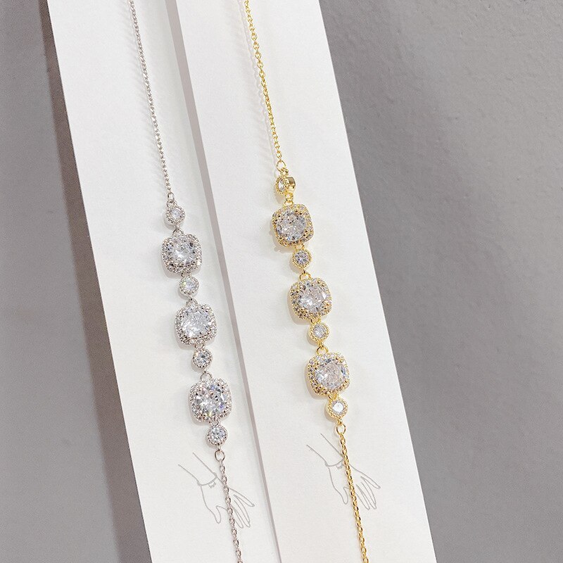 New Korean Style Fashionable Simple Square Bracelet Super Shiny Full Inlaid AAA Zircon Bracelet Jewelry