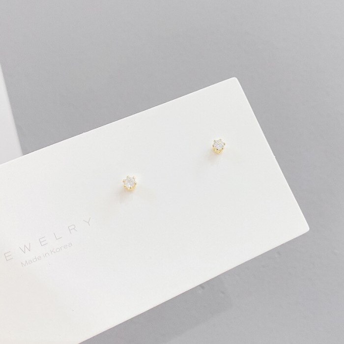 Sterling Silver Needle Micro Zircon-Encrusted Stud Earrings Full Diamond Geometric Earrings Fashion Minimalism Earrings